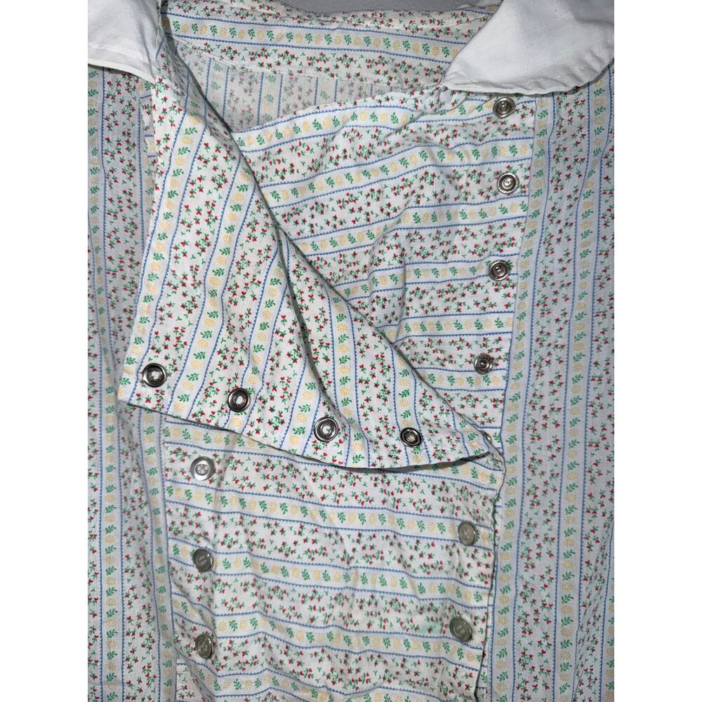 Vintage Handmade Prairie Dress Floral Double Breasted Snap Front Pockets large - Picture 7 of 7